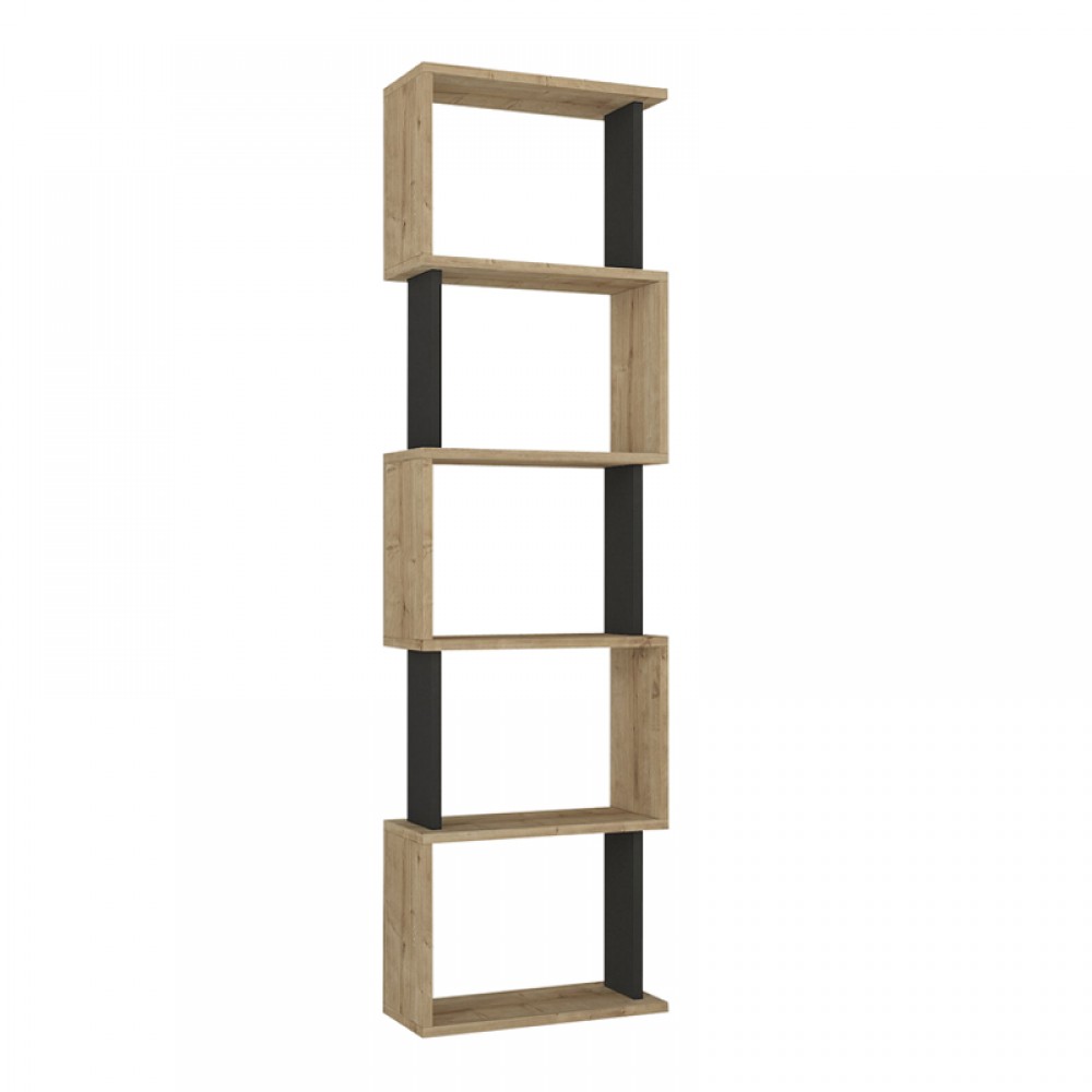 Βιβλιοθήκη Alvina Megapap χρώμα sapphire oak - ανθρακί 45x19,6x158,8εκ.