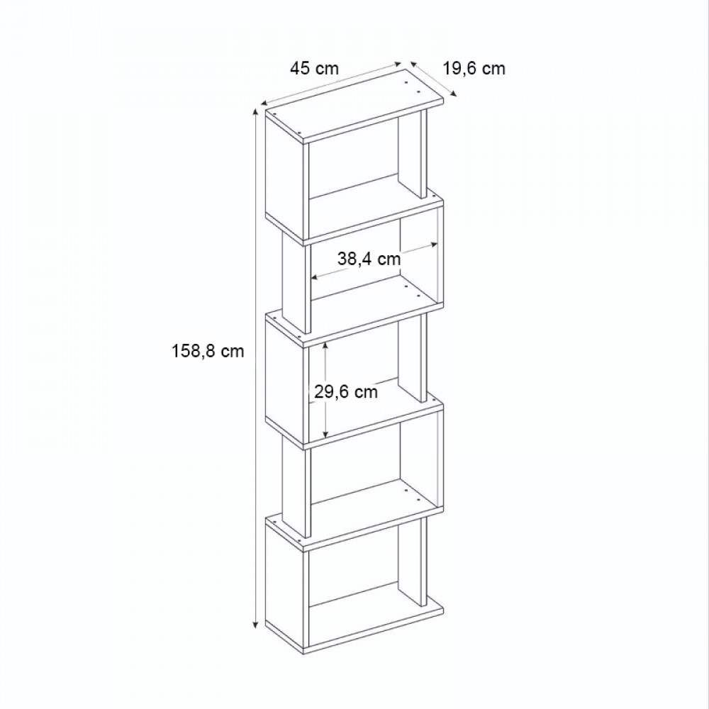 Βιβλιοθήκη Alvina Megapap χρώμα sapphire oak - ανθρακί 45x19,6x158,8εκ.