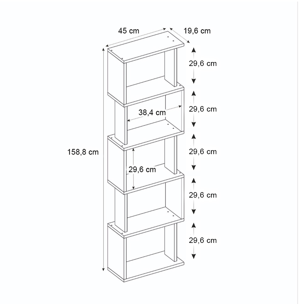 Βιβλιοθήκη Alvina Megapap χρώμα γκρι σκυροδέματος 45x19,6x158,8εκ.