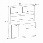 Έπιπλο κουζίνας Tuco 3 Megapap χρώμα λευκό 123,8x40x180εκ.