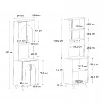 Έπιπλο κουζίνας Kalira 2 Megapap χρώμα λευκό - rota oak 60x40x196εκ.