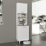 Έπιπλο κουζίνας Potter 1 Megapap χρώμα λευκό - rota oak 53,4x39,6x196,1εκ.
