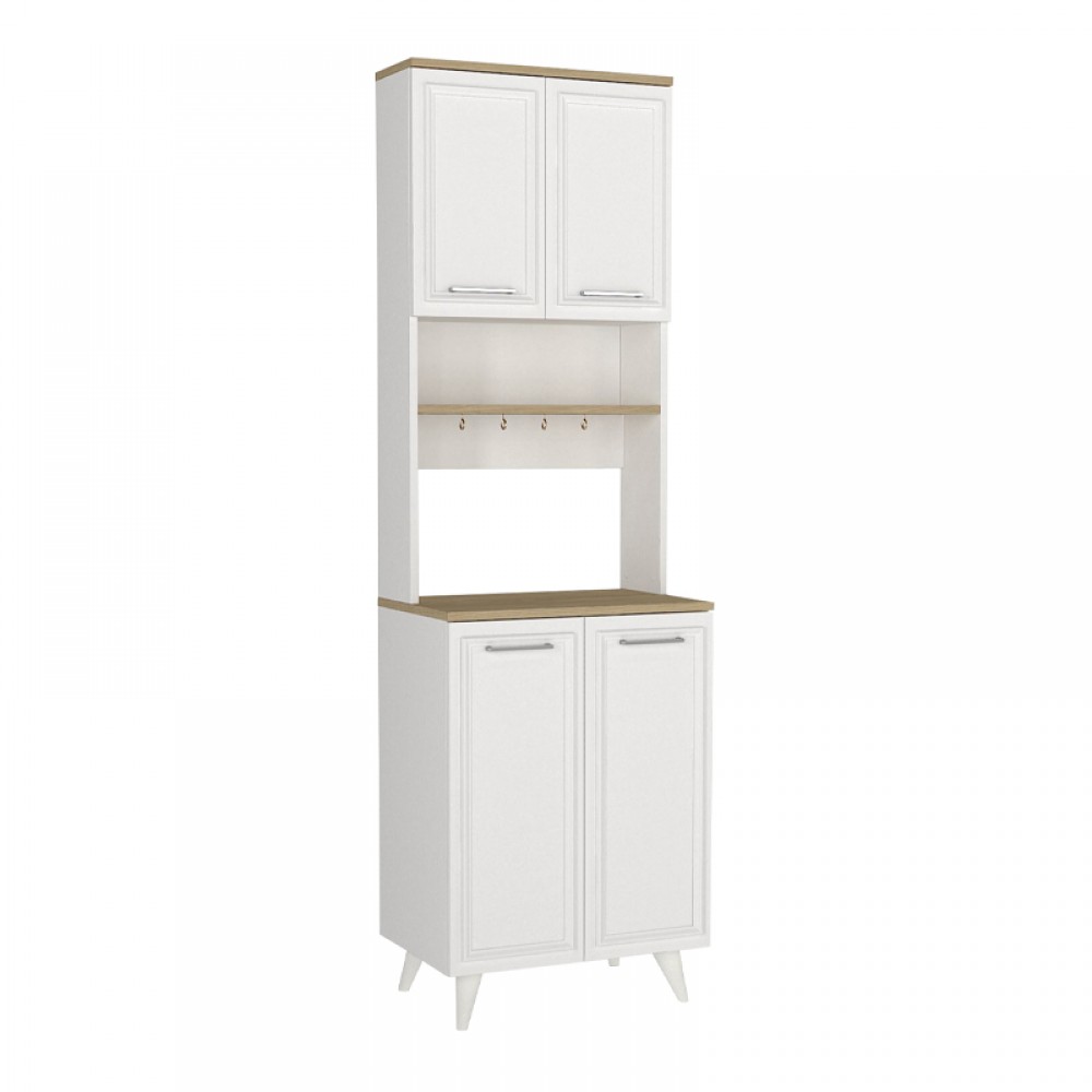 Έπιπλο κουζίνας Potter 2 Megapap χρώμα λευκό - rota oak 60x40x196,1εκ.