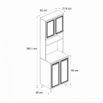 Έπιπλο κουζίνας Potter 2 Megapap χρώμα λευκό - rota oak 60x40x196,1εκ.