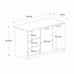 Τραπέζι - Πάγκος κουζίνας Peres Megapap χρώμα λευκό - sepet oak 150x70x91,8εκ.