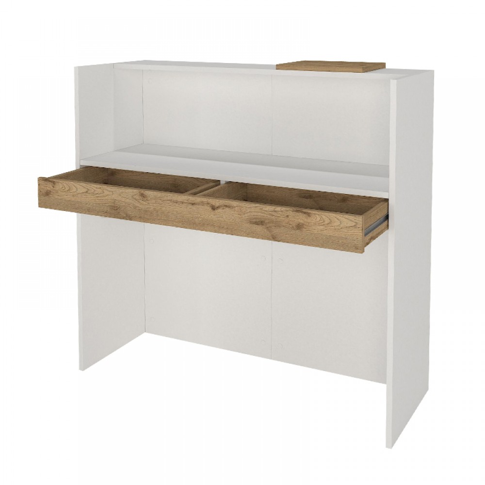 Γραφείο υποδοχής - reception Navita Megapap με LED χρώμα λευκό - sepet oak 113,6x42x111,8εκ.