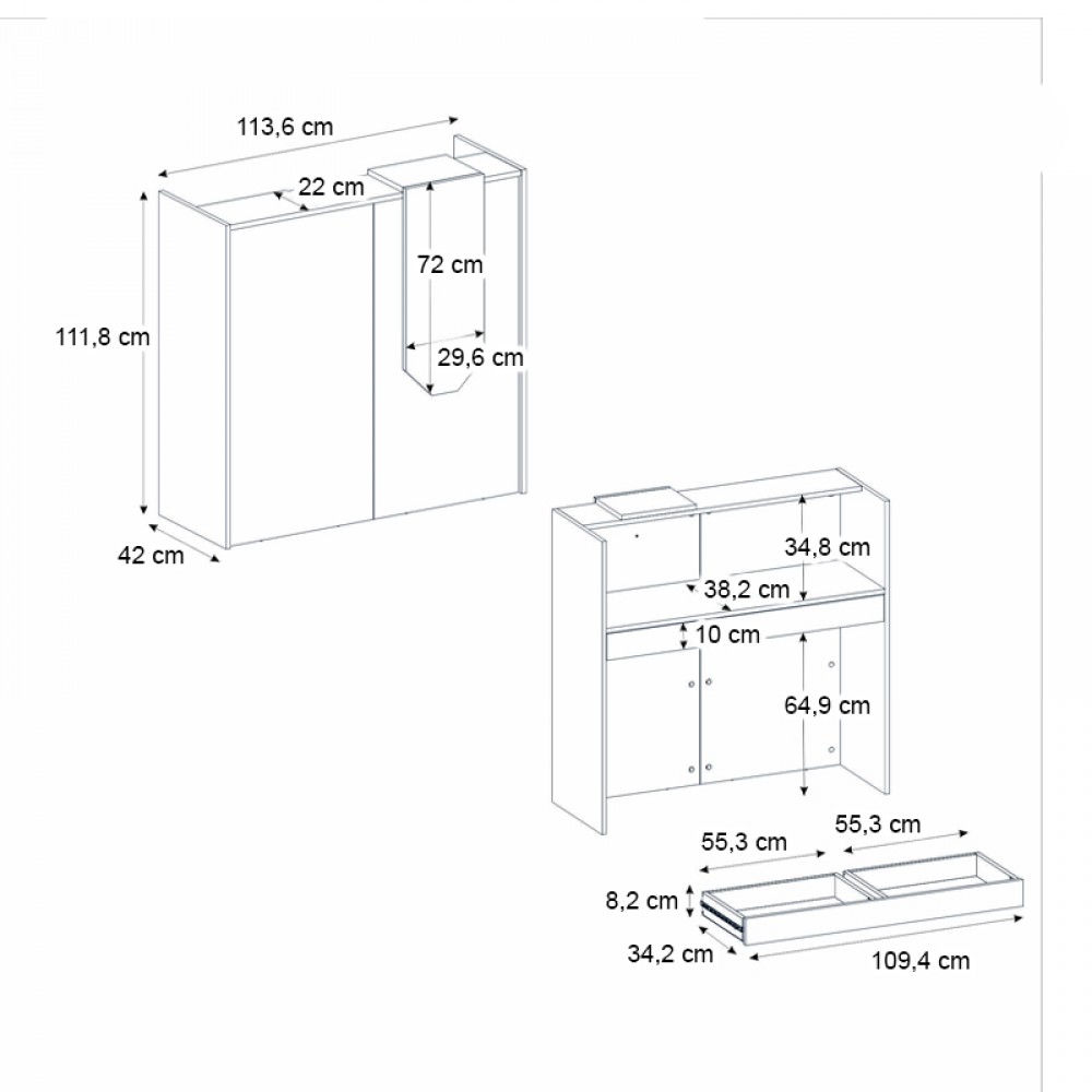 Γραφείο υποδοχής - reception Navita Megapap με LED χρώμα λευκό - sepet oak 113,6x42x111,8εκ.