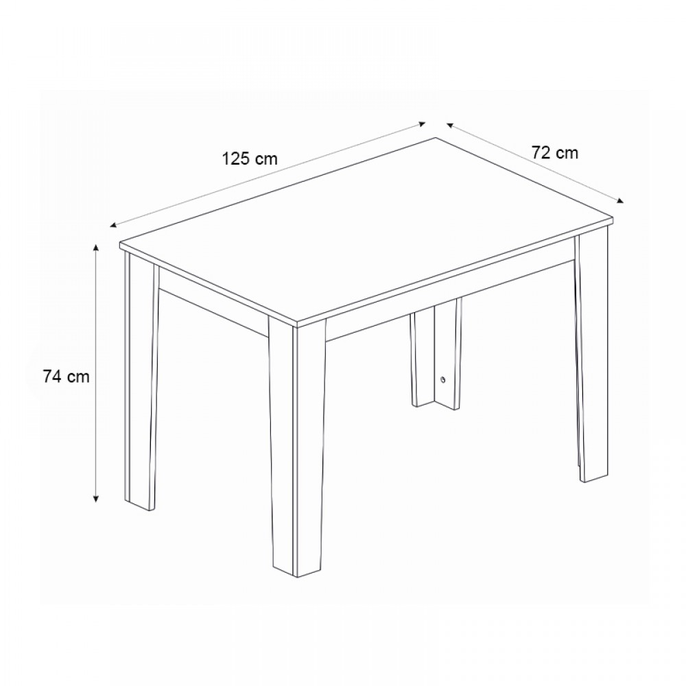 Τραπέζι Darlen Megapap χρώμα λευκό 125x72x74εκ.