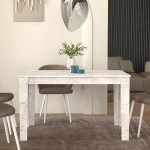 Τραπέζι Darlen Megapap χρώμα λευκό εφέ μαρμάρου 125x72x74εκ.