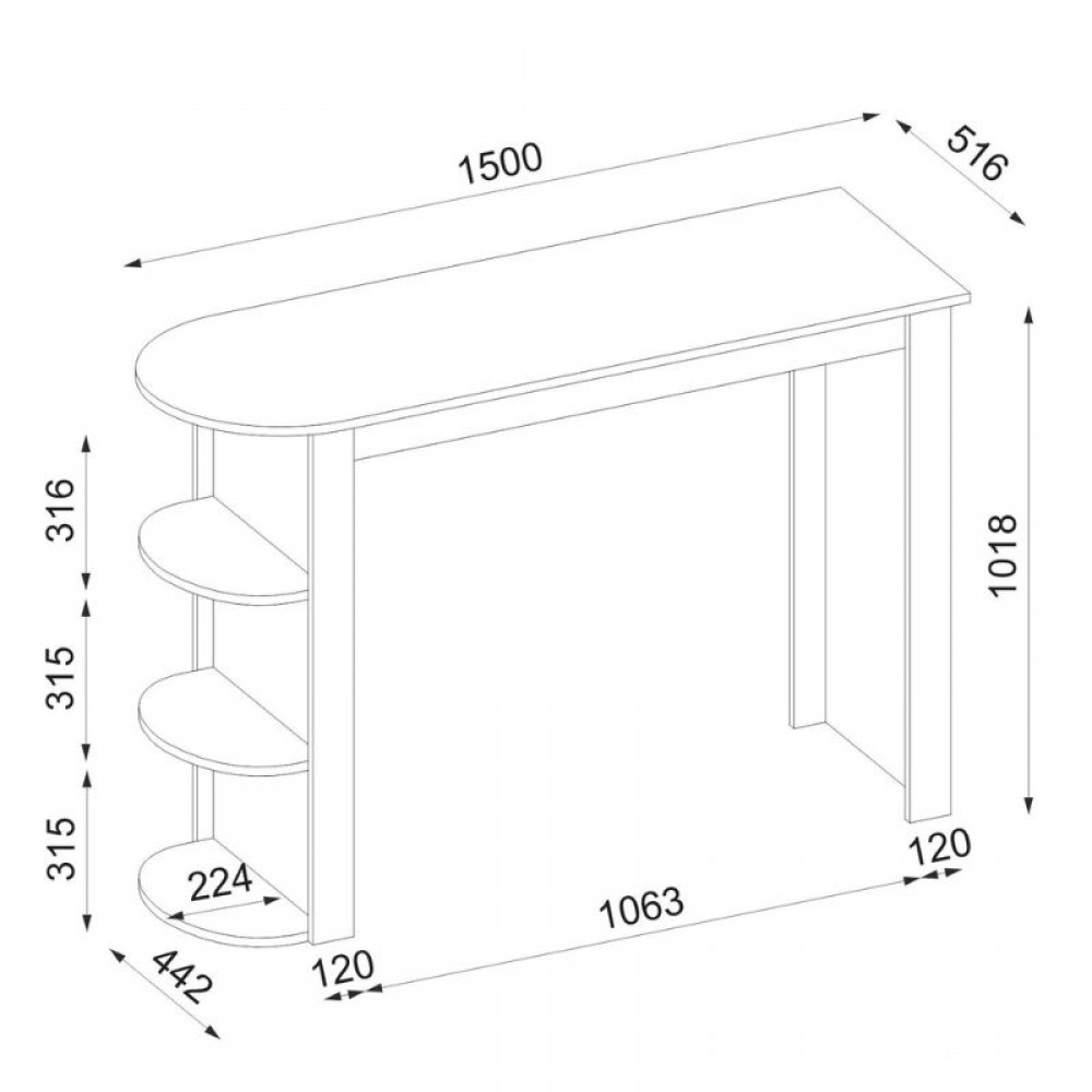 Τραπέζι μπαρ Vigne Megapap χρώμα sepet oak 150x51,6x101,8εκ.