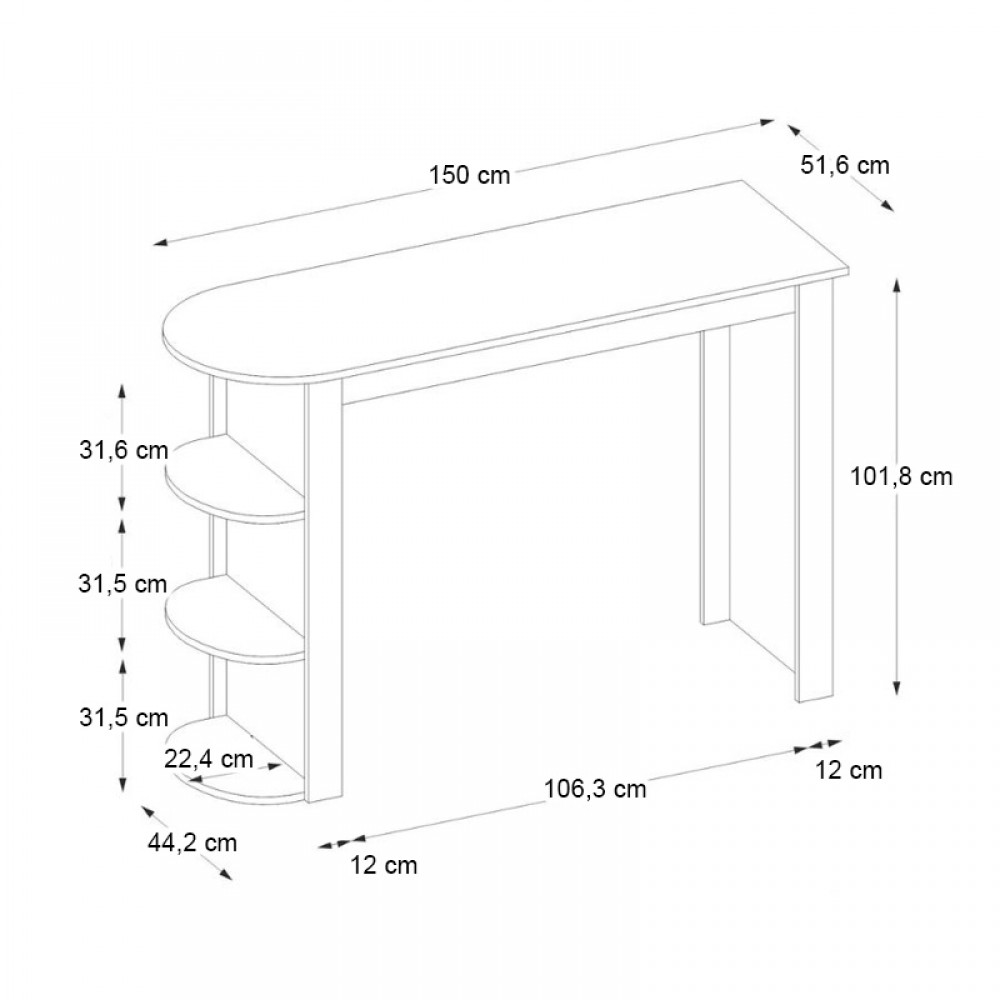 Τραπέζι μπαρ Vigne Megapap χρώμα λευκό εφέ μαρμάρου 150x51,6x101,8εκ.