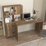 Γραφείο εργασίας Lesya Megapap αναστρέψιμο χρώμα καρυδί 159,2x59,6x141,2εκ.