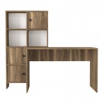 Γραφείο εργασίας Lesya Megapap αναστρέψιμο χρώμα καρυδί 159,2x59,6x141,2εκ.