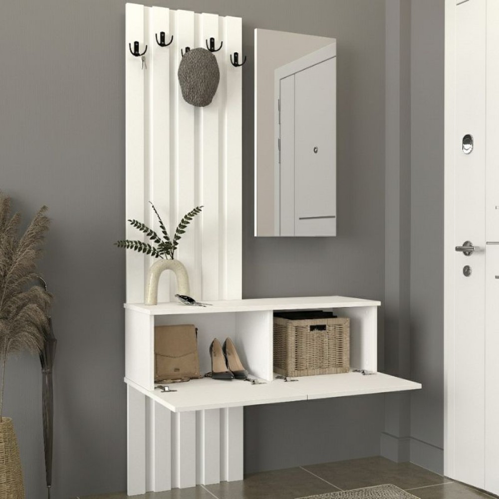 Έπιπλο εισόδου Kanso Megapap χρώμα λευκό 100x35x196,7εκ.