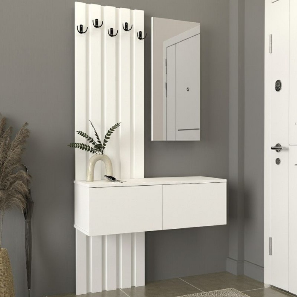 Έπιπλο εισόδου Kanso Megapap χρώμα λευκό 100x35x196,7εκ.