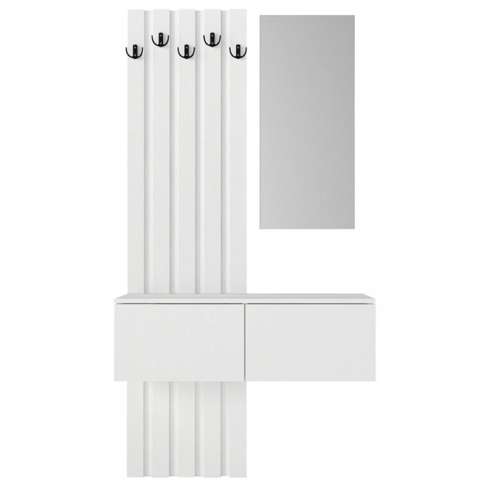 Έπιπλο εισόδου Kanso Megapap χρώμα λευκό 100x35x196,7εκ.