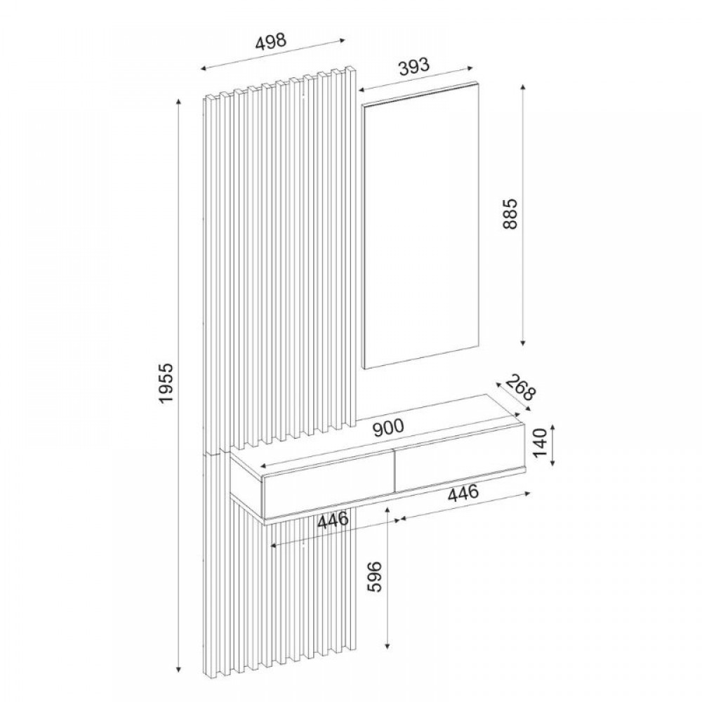 Έπιπλο εισόδου Elois Megapap χρώμα ανθρακί - sepet oak 96,6x26,8x195,5εκ.