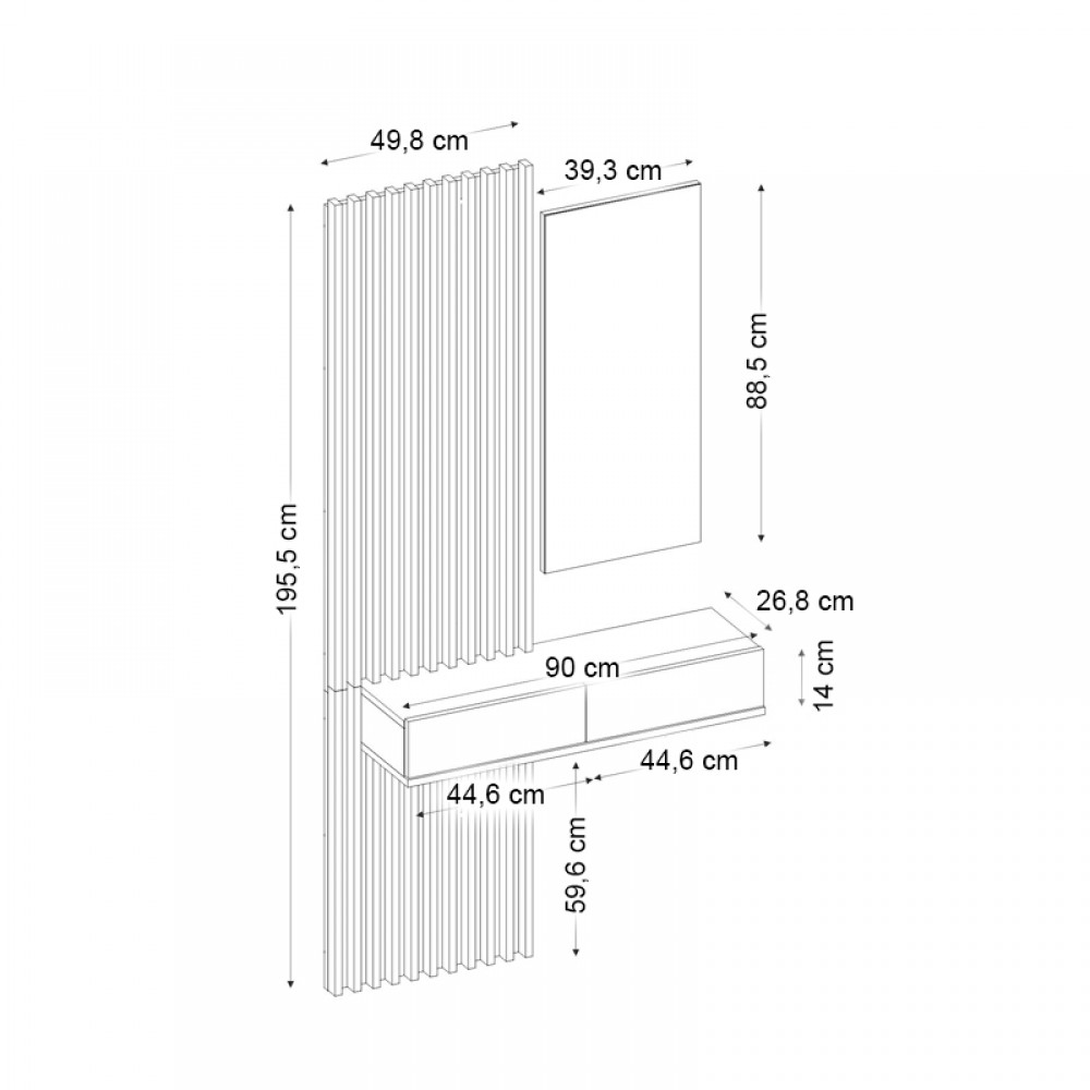Έπιπλο εισόδου Elois Megapap χρώμα λευκό - sepet oak 96,6x26,8x195,5εκ.