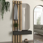 Έπιπλο εισόδου Reyas Megapap χρώμα ανθρακί - sepet oak 90x27x205,6εκ.