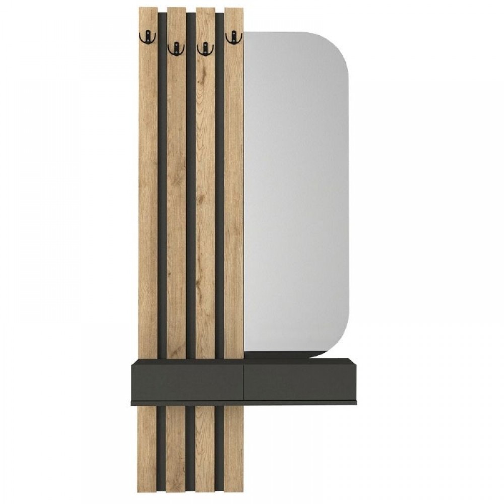 Έπιπλο εισόδου Reyas Megapap χρώμα ανθρακί - sepet oak 90x27x205,6εκ.