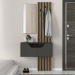 Έπιπλο εισόδου Naro Megapap χρώμα ανθρακί - sepet oak 90x35x204,2εκ.