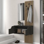 Έπιπλο εισόδου Naro Megapap χρώμα ανθρακί - sepet oak 90x35x204,2εκ.