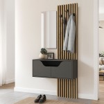 Έπιπλο εισόδου Naro Megapap χρώμα ανθρακί - sepet oak 90x35x204,2εκ.