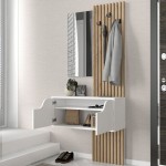 Έπιπλο εισόδου Naro Megapap χρώμα λευκό - sepet oak 90x35x204,2εκ.