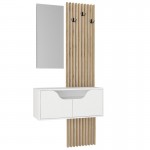 Έπιπλο εισόδου Naro Megapap χρώμα λευκό - sepet oak 90x35x204,2εκ.