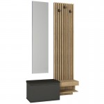 Έπιπλο εισόδου Dumont Megapap χρώμα ανθρακί - sepet oak 104,8x35x198εκ.