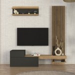 Σύνθεση τηλεόρασης Dumont Megapap χρώμα ανθρακί - sepet oak 180x36,8x200εκ.