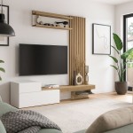 Σύνθεση τηλεόρασης Dumont Megapap χρώμα λευκό - sepet oak 180x36,8x200εκ.