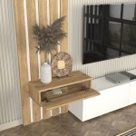 Σύνθεση τηλεόρασης Rosaline Megapap χρώμα λευκό - sepet oak 183x31,3x196,9εκ.