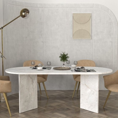Τραπέζι Cortado Megapap χρώμα λευκό εφέ μαρμάρου 200x90x74εκ.