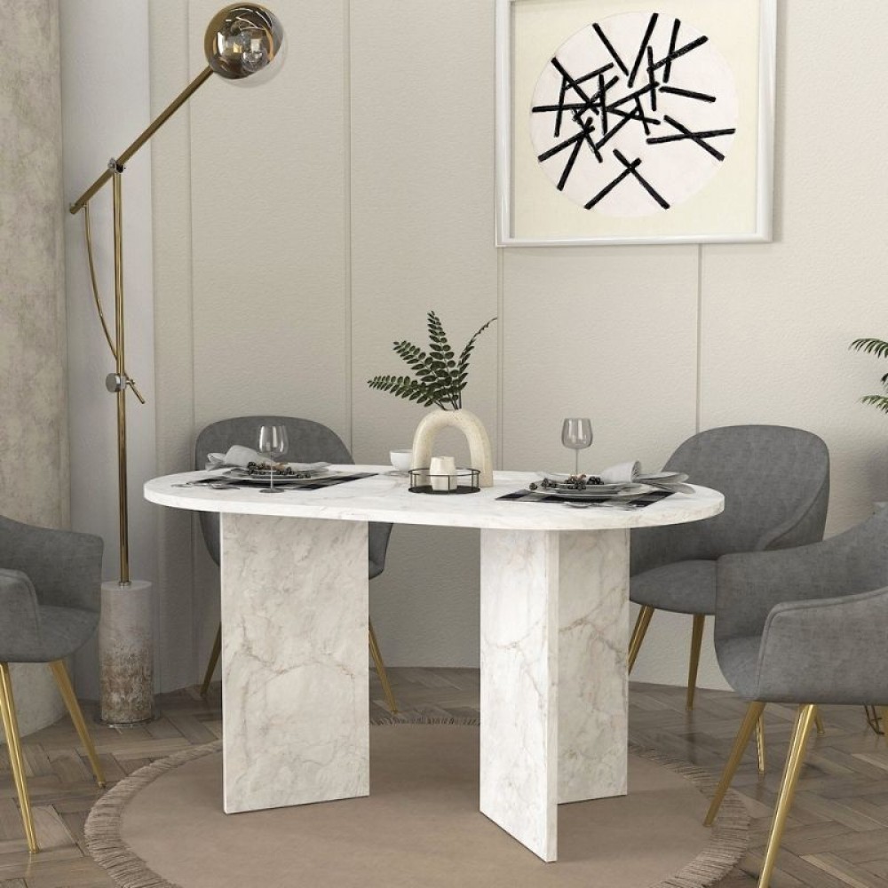 Τραπέζι Cortado Megapap χρώμα λευκό εφέ μαρμάρου 138x80x75εκ.