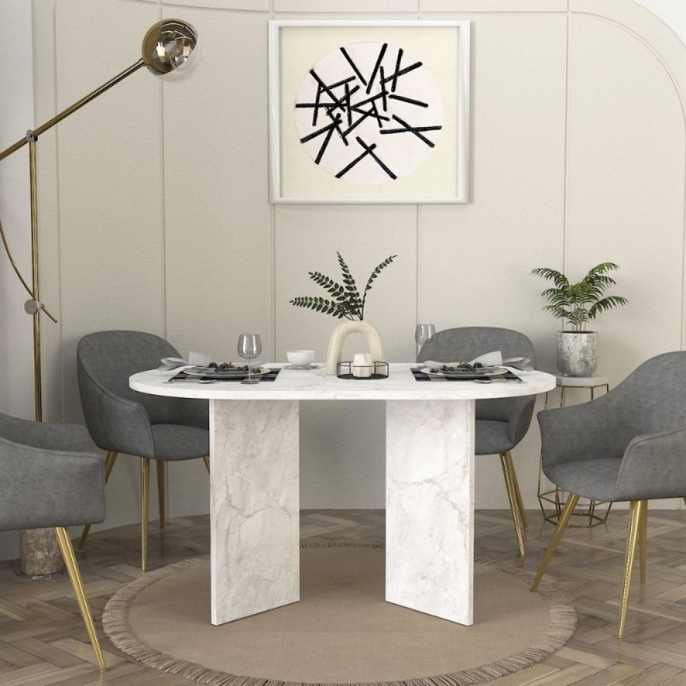 Τραπέζι Cortado Megapap χρώμα λευκό εφέ μαρμάρου 138x80x75εκ.