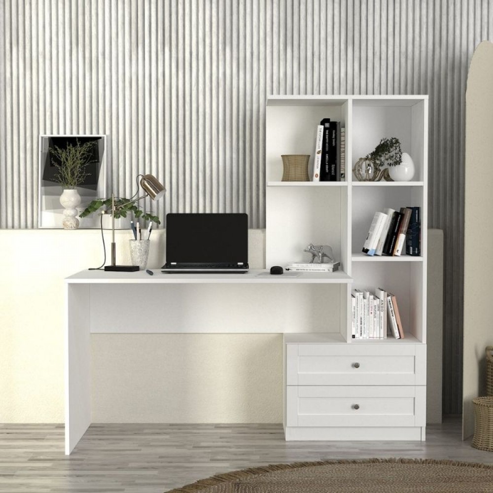 Γραφείο εργασίας Mantra Megapap χρώμα λευκό 150x60x152εκ.