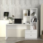 Γραφείο εργασίας Mantra Megapap χρώμα λευκό 150x60x152εκ.