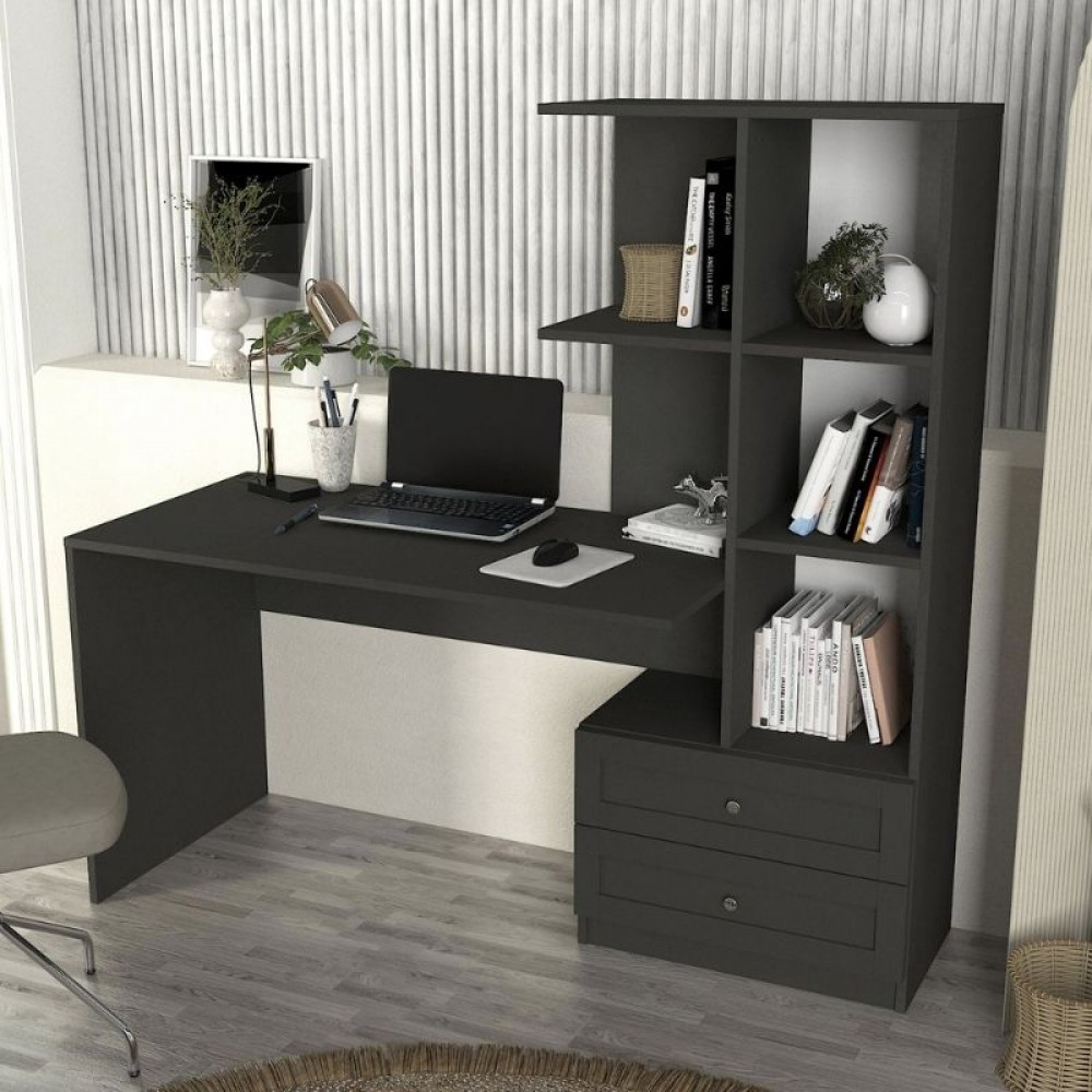 Γραφείο εργασίας Mantra Megapap χρώμα ανθρακί 150x60x152εκ.