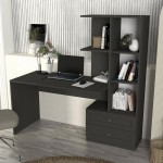 Γραφείο εργασίας Mantra Megapap χρώμα ανθρακί 150x60x152εκ.