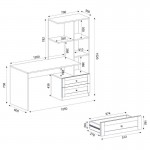 Γραφείο εργασίας Mantra Megapap χρώμα ανθρακί 150x60x152εκ.