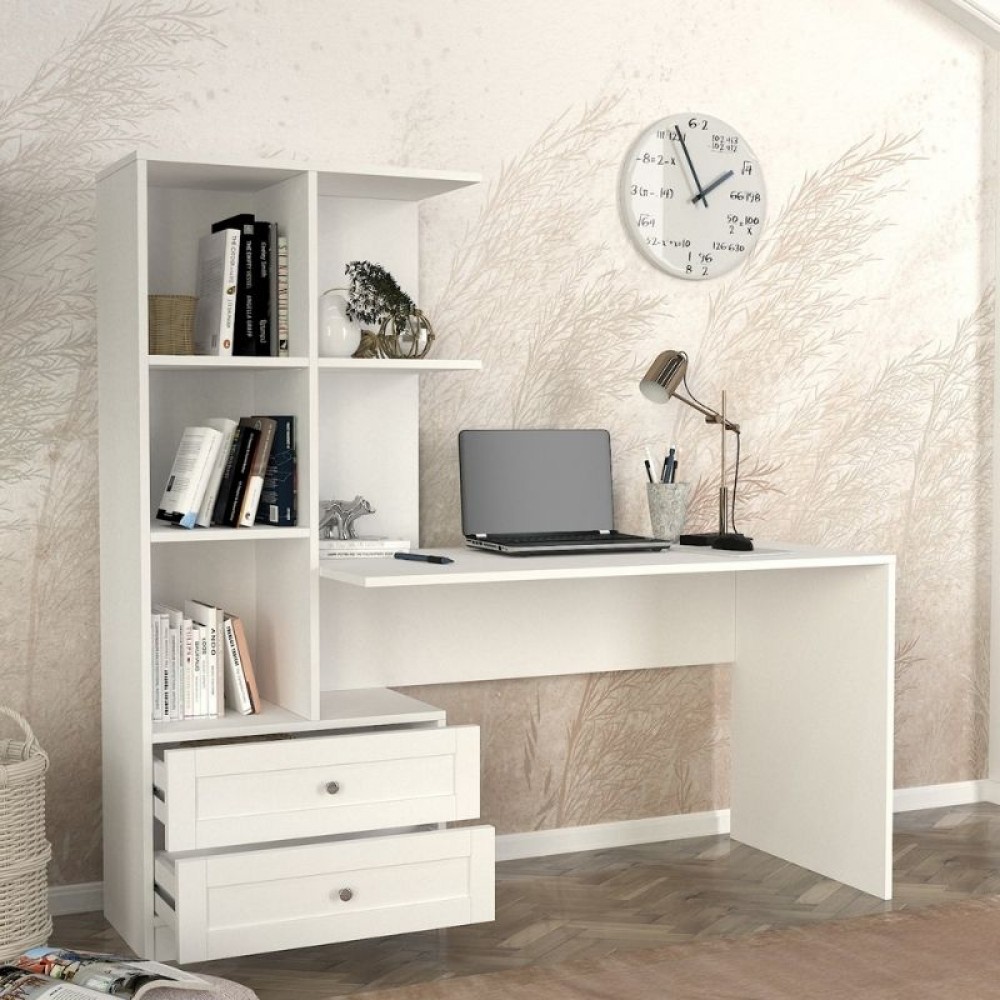 Γραφείο εργασίας Mantra Megapap χρώμα λευκό 150x60x152εκ.