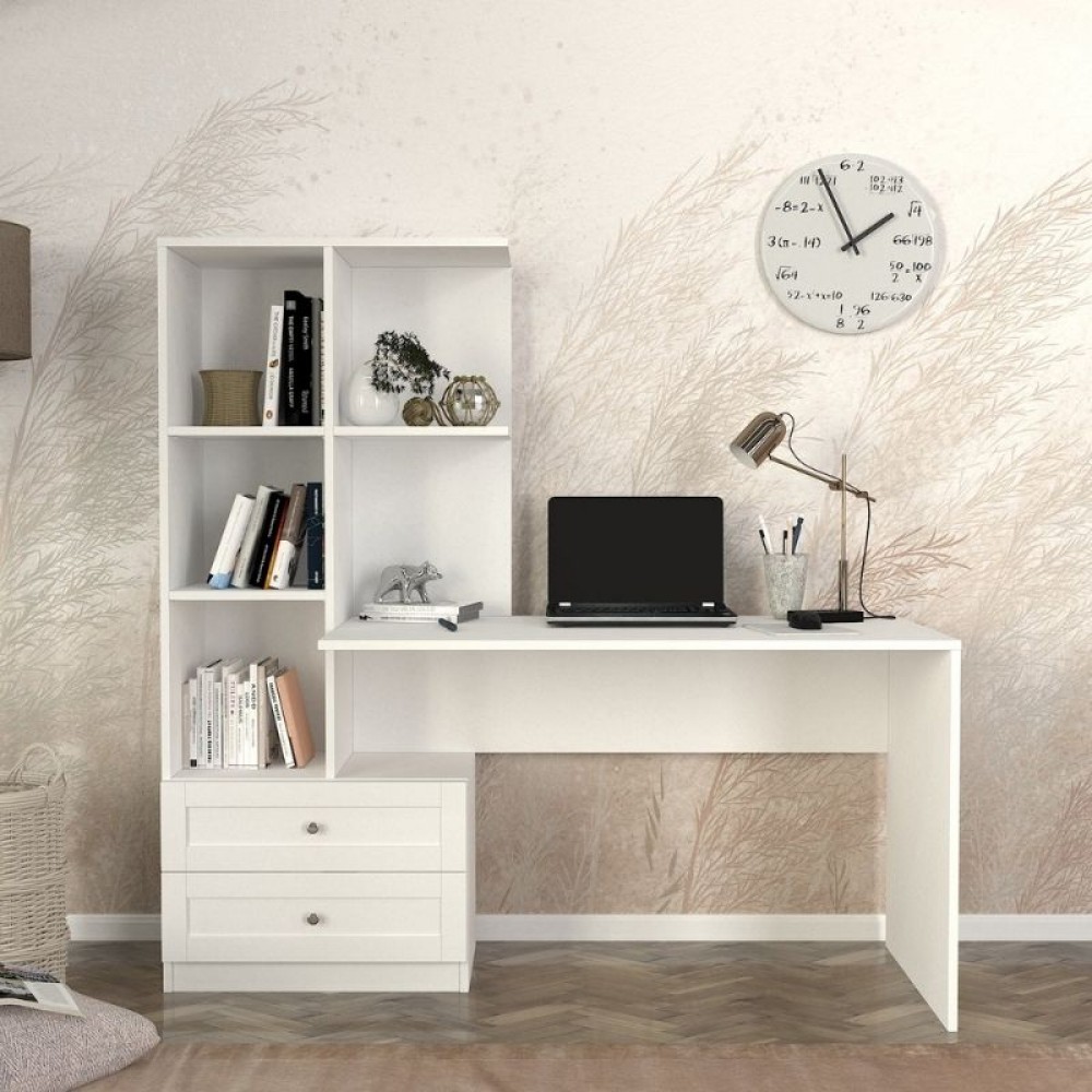 Γραφείο εργασίας Mantra Megapap χρώμα λευκό 150x60x152εκ.