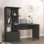 Γραφείο εργασίας Mantra Megapap χρώμα ανθρακί 150x60x152εκ.