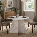 Τραπέζι Tailor Megapap χρώμα λευκό εφέ μαρμάρου Ø100x75,7εκ.