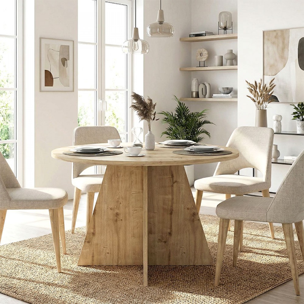 Τραπέζι Tailor Megapap χρώμα sapphire oak Ø120x75,7εκ.