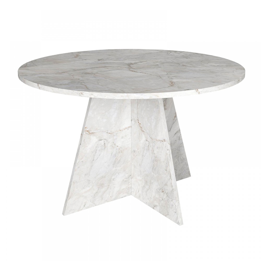 Τραπέζι Tailor Megapap χρώμα λευκό εφέ μαρμάρου Ø120x75,7εκ.