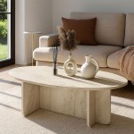 Τραπεζάκι σαλονιού Ravey Megapap χρώμα travertine 120x60x39,6εκ.