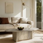 Τραπεζάκι σαλονιού Ravey Megapap χρώμα travertine 120x60x39,6εκ.