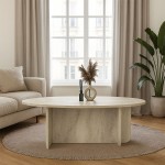 Τραπεζάκι σαλονιού Ravey Megapap χρώμα travertine 120x60x39,6εκ.